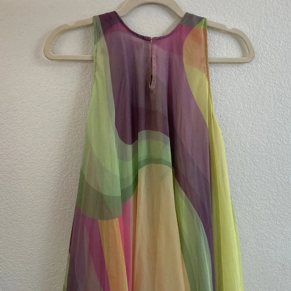 Siddhartha Bansal Sleeveless Maxi asymmetrical rainbow evening cocktail Dress M - Picture 6 of 9
